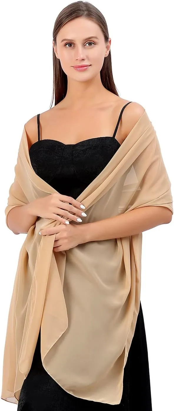 Aukmla Chiffon Shawls and Wraps for Evening Dresses Wedding Prom Scarf Cover Up Bridal Accessories for Women and Brides