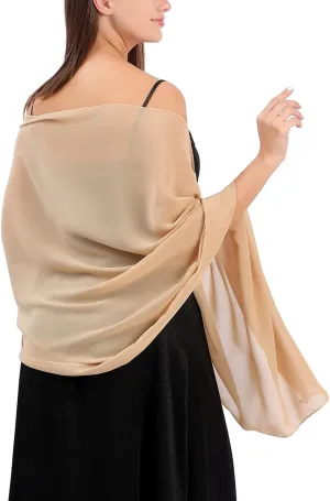 Aukmla Chiffon Shawls and Wraps for Evening Dresses Wedding Prom Scarf Cover Up Bridal Accessories for Women and Brides