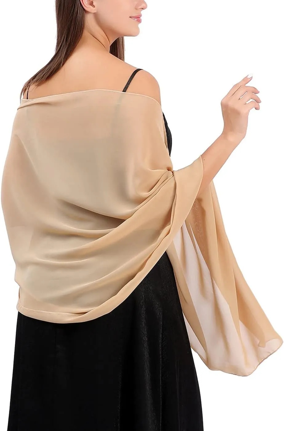 Aukmla Chiffon Shawls and Wraps for Evening Dresses Wedding Prom Scarf Cover Up Bridal Accessories for Women and Brides