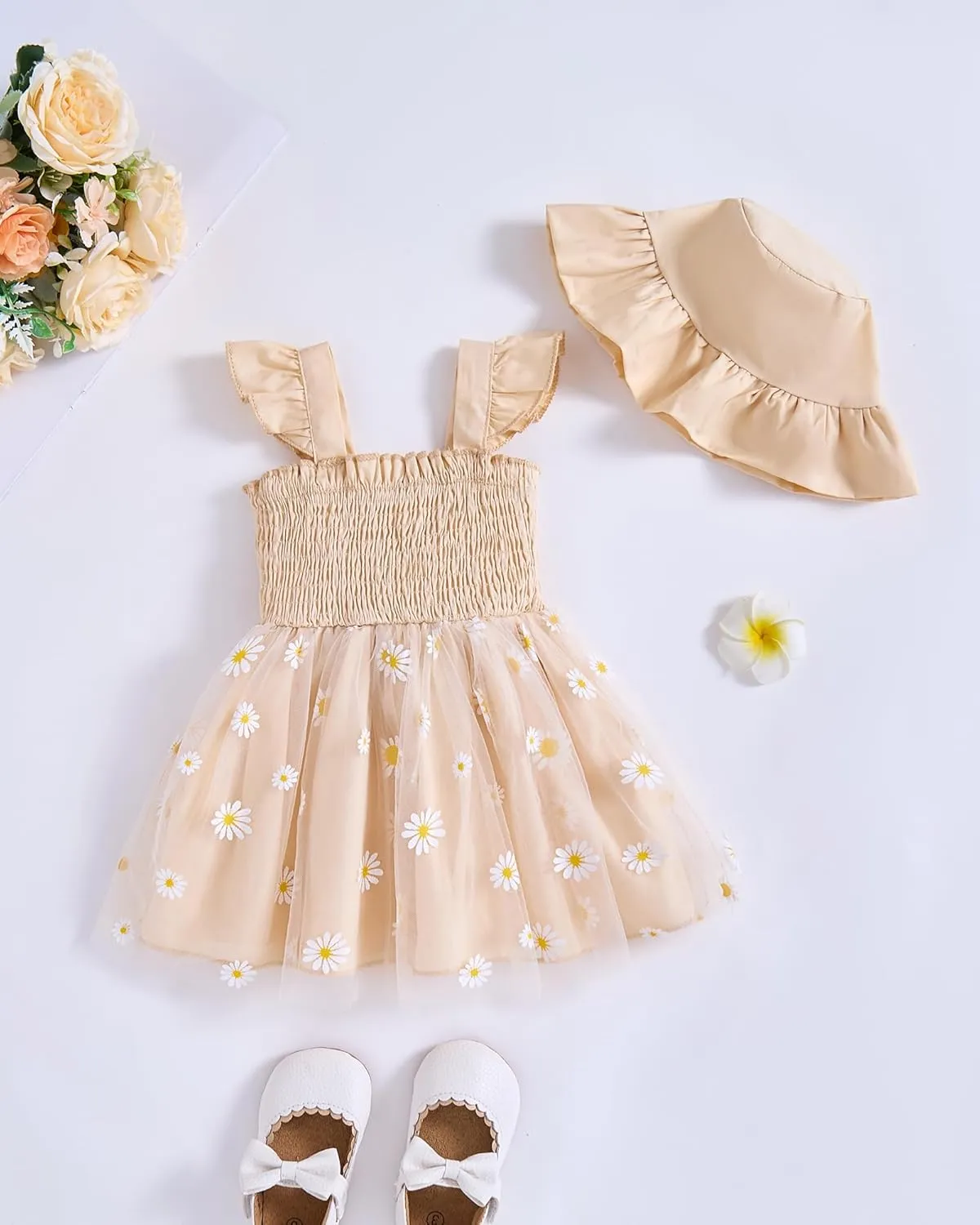 Baby Girl Clothes Toddler Girls Tulle Dress Infant Ruffle Halter Smocked Dresses Casual Sundress Summer Girls Outfit