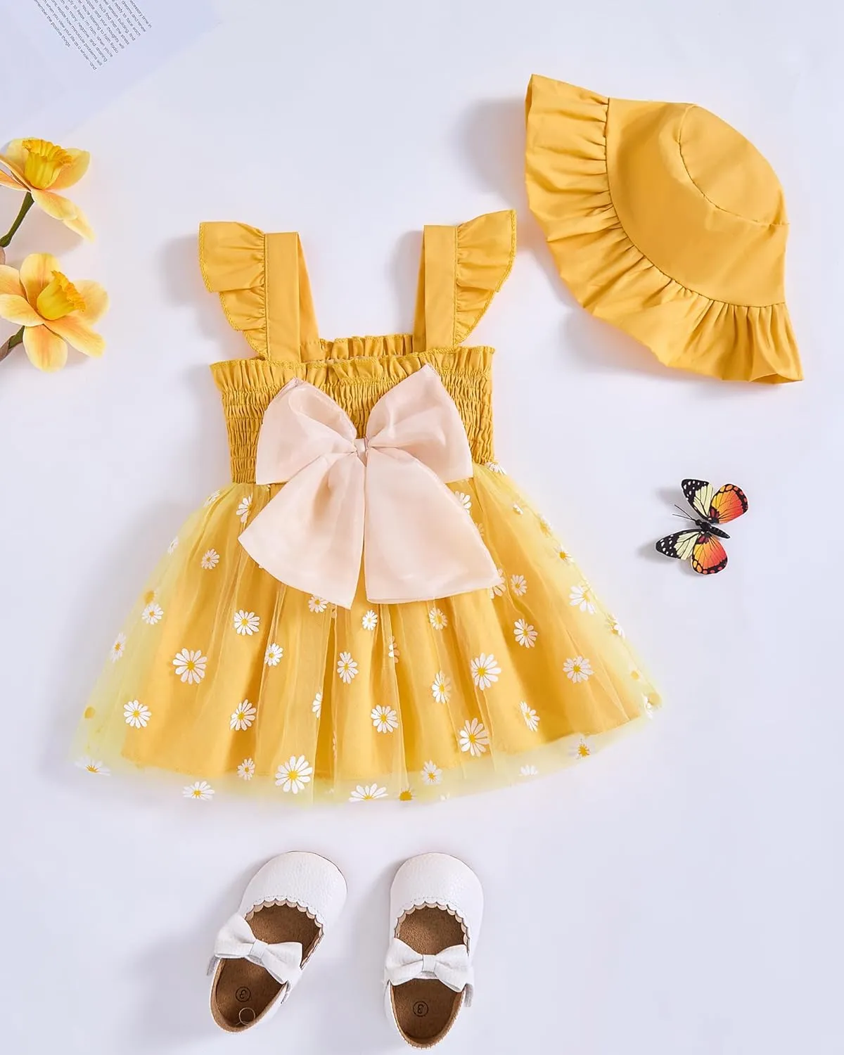 Baby Girl Clothes Toddler Girls Tulle Dress Infant Ruffle Halter Smocked Dresses Casual Sundress Summer Girls Outfit