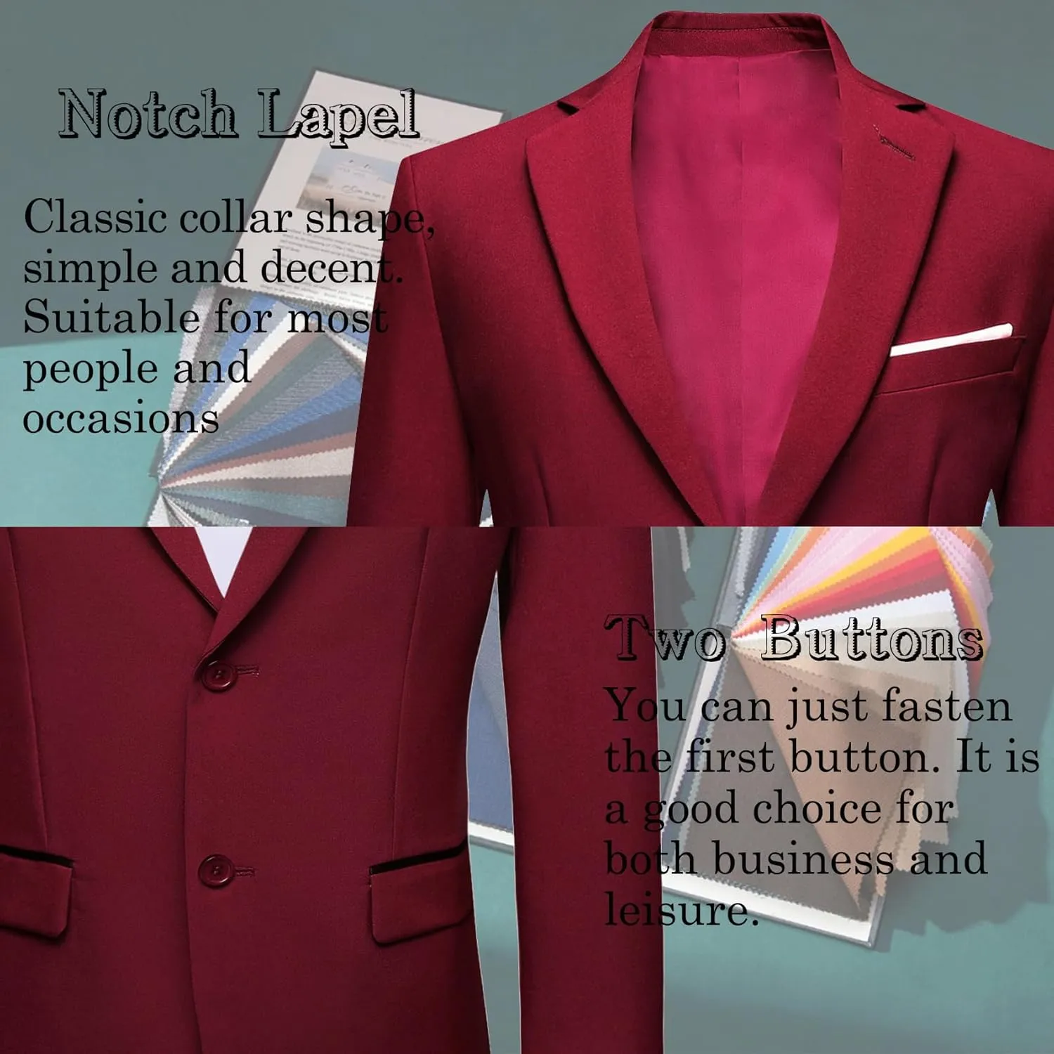Barry.Wang Mens Casual Sport Coat Solid Blazer Tuxedo Suit Jacket Regular Fit Wedding Business Gift