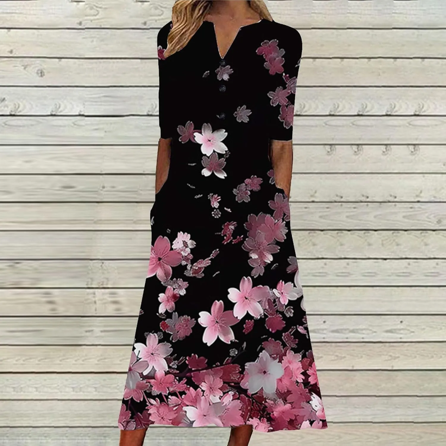 Beach Sundresses for Women 2025 Short Sleeve Summer Floral Dress Vneck Trendy Boho Maxi Dresses Flowy Beach Sundress