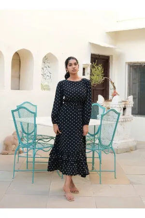 Black Polka Dot Midi Dress