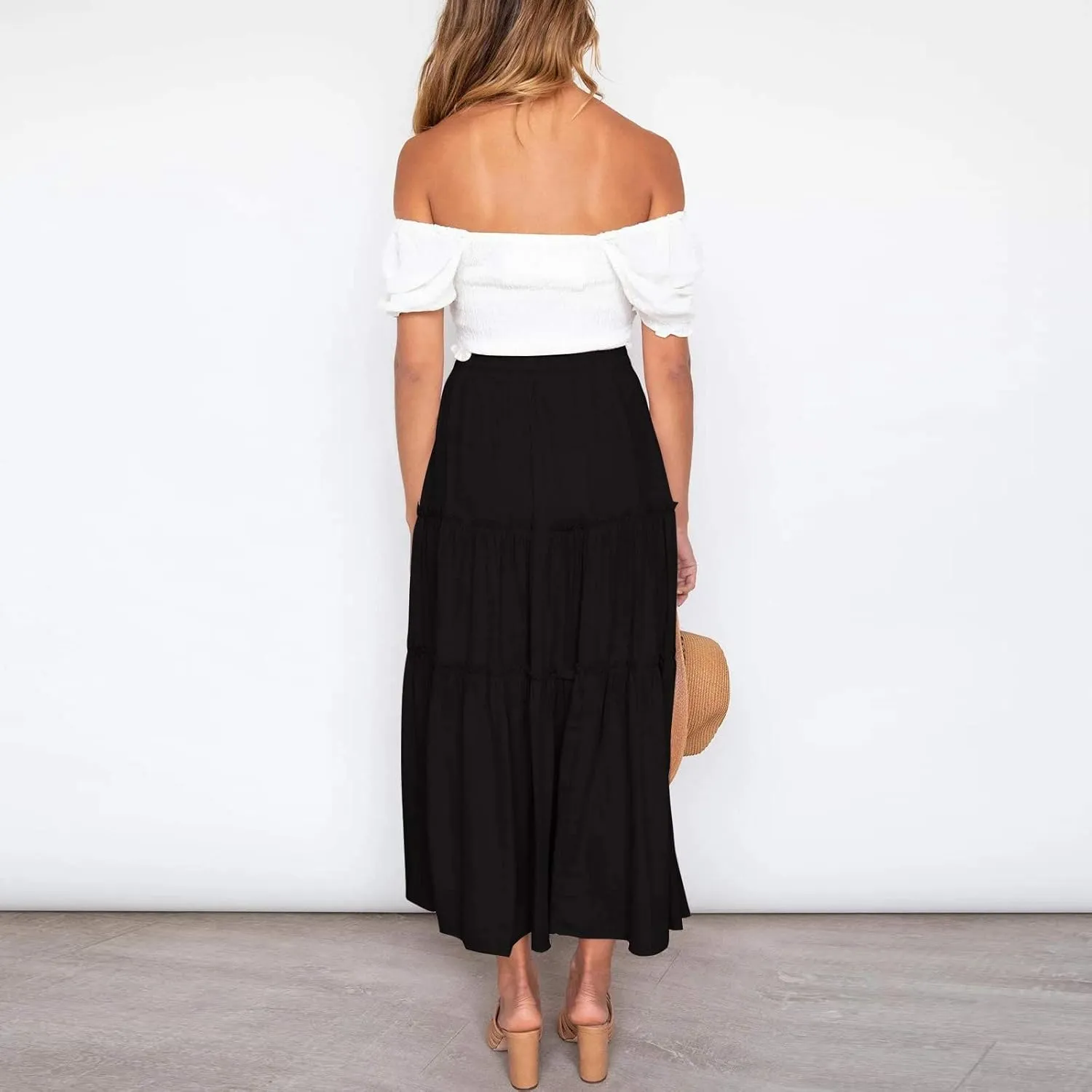 Boho Women Skirts Summer A Line Dress Pleated Solid High Rise Waist Skirt 2023 Graceful Robe Tennis Skirts Cute