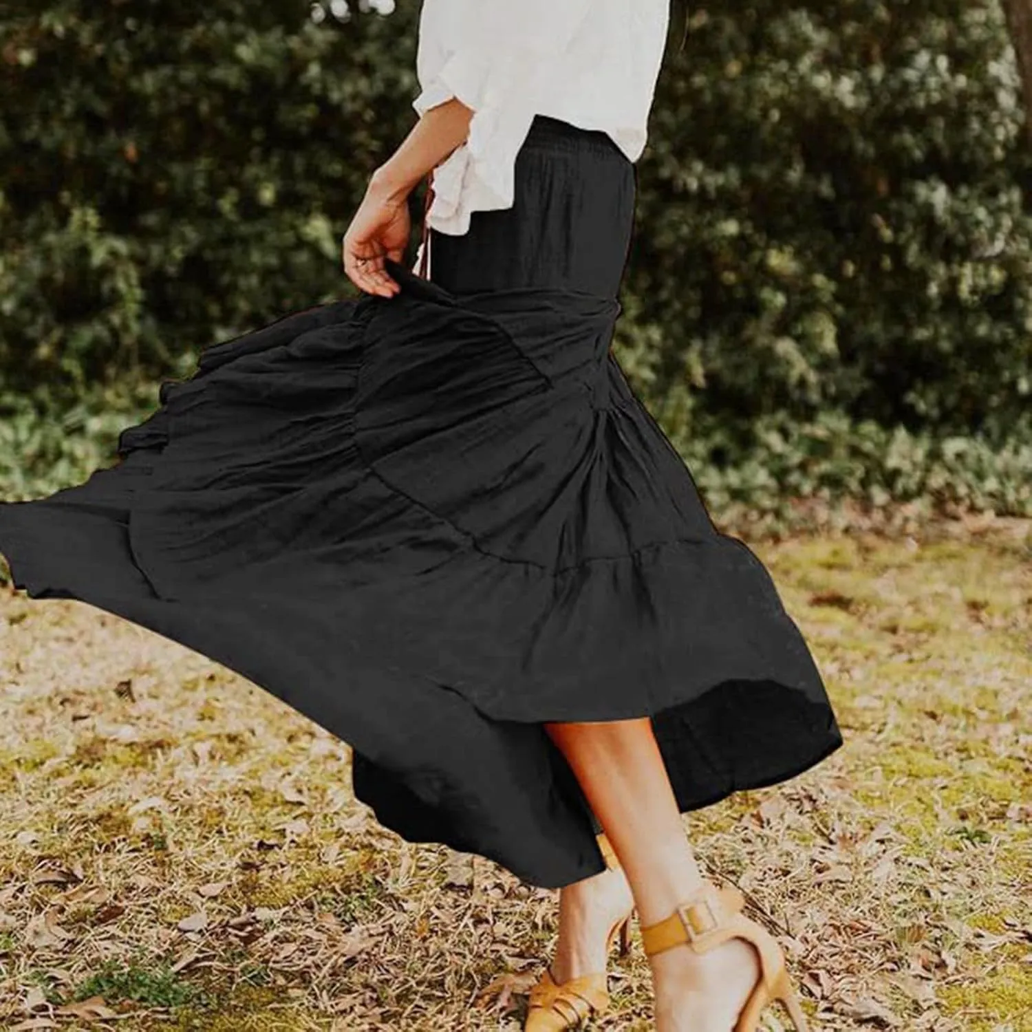 Boho Women Skirts Summer A Line Dress Pleated Solid High Rise Waist Skirt 2023 Graceful Robe Tennis Skirts Cute