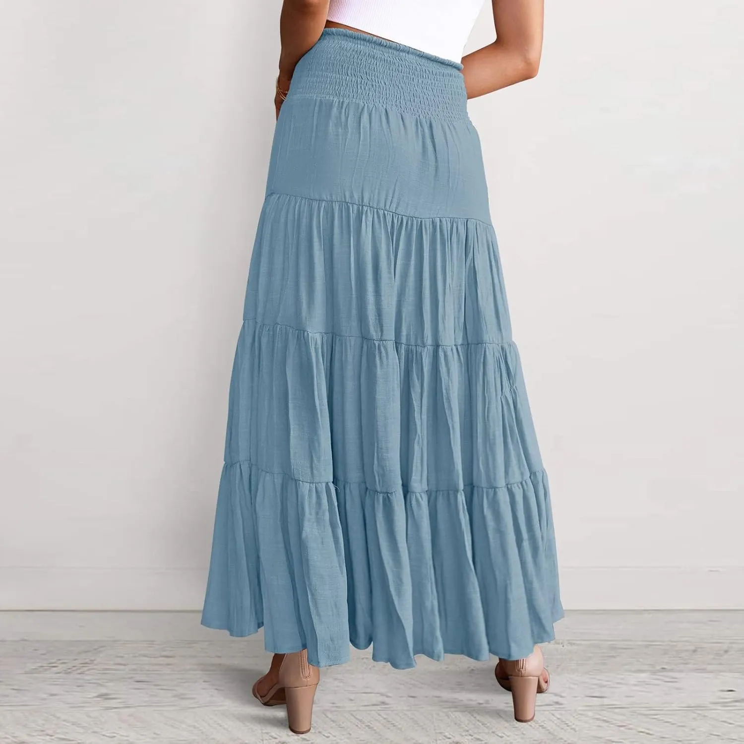 Boho Women Skirts Summer A Line Dress Pleated Solid High Rise Waist Skirt 2023 Graceful Robe Tennis Skirts Cute