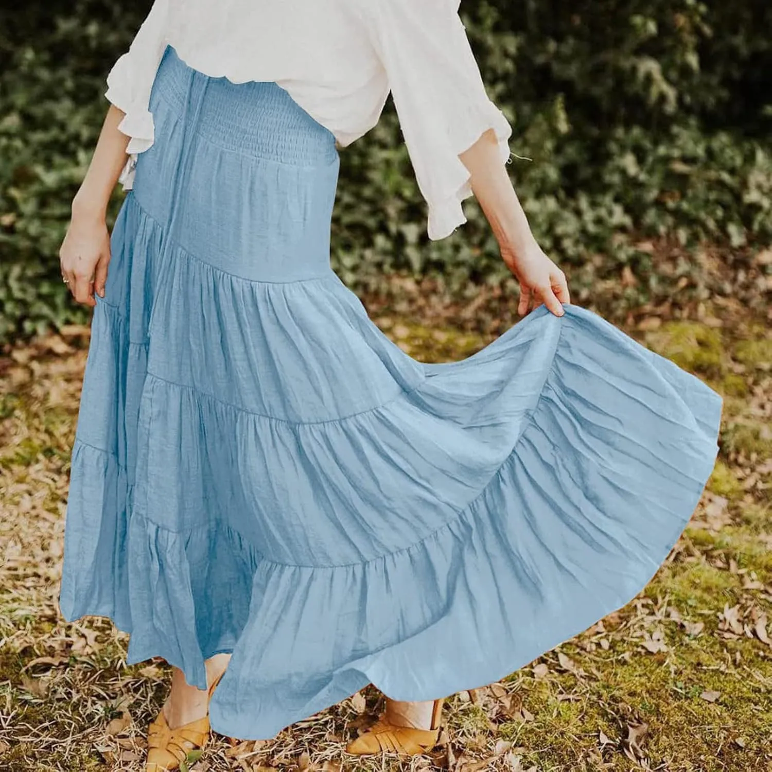 Boho Women Skirts Summer A Line Dress Pleated Solid High Rise Waist Skirt 2023 Graceful Robe Tennis Skirts Cute