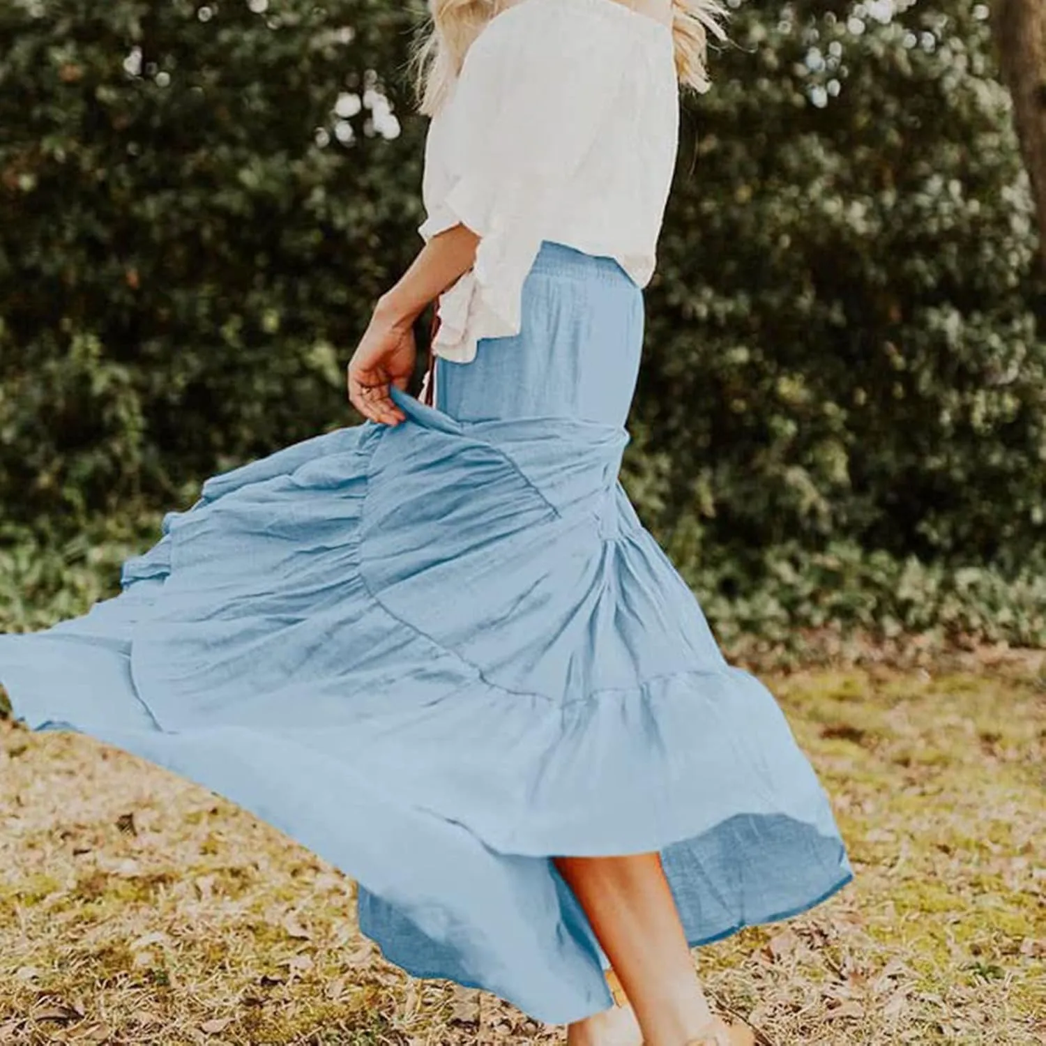 Boho Women Skirts Summer A Line Dress Pleated Solid High Rise Waist Skirt 2023 Graceful Robe Tennis Skirts Cute
