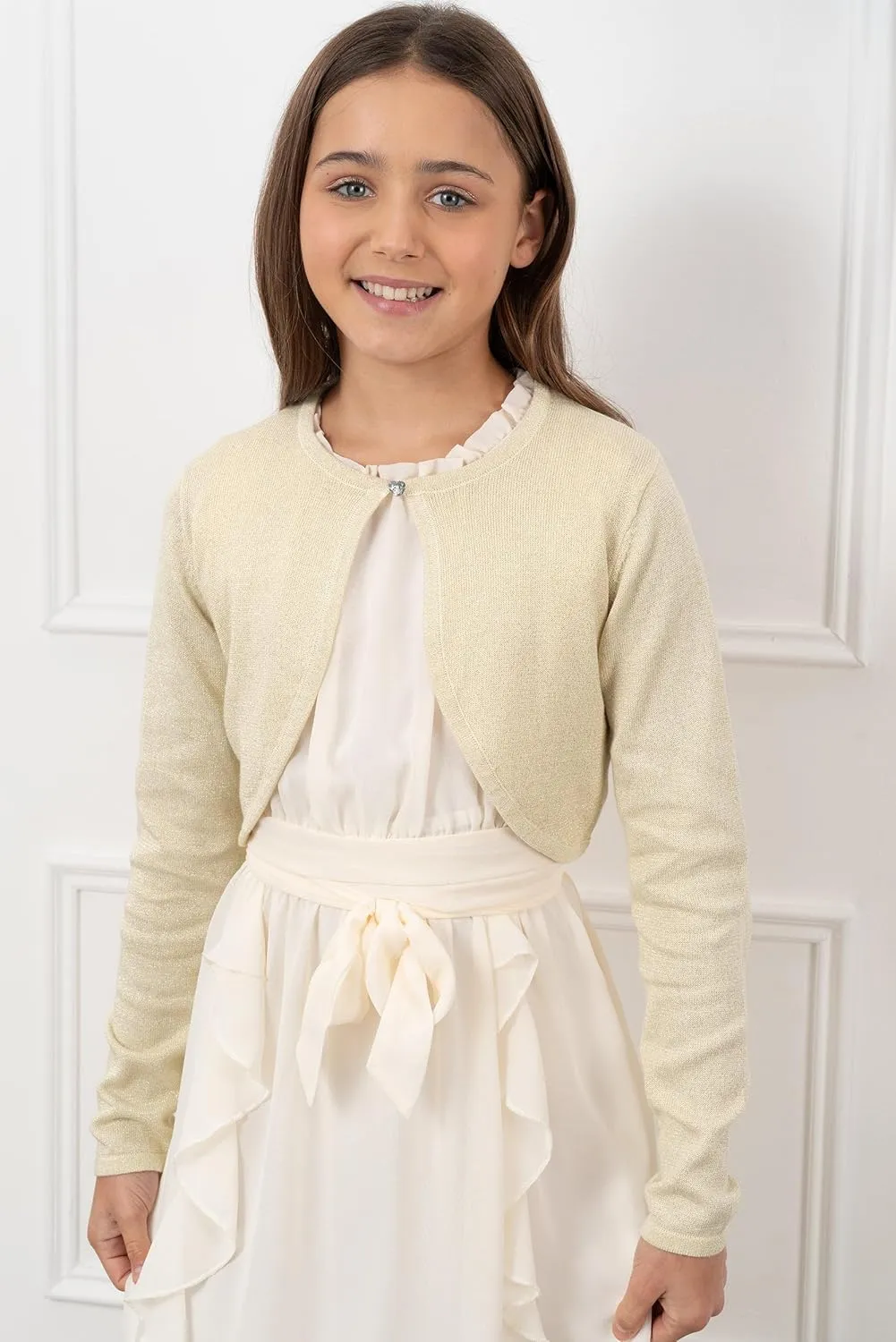 BOLEROSE Girls Long Sleeve Sparkle Cardigan Childrens Kids Bolero Shrug