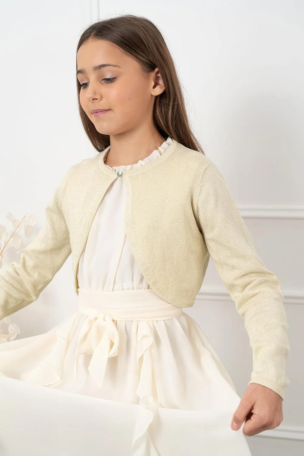 BOLEROSE Girls Long Sleeve Sparkle Cardigan Childrens Kids Bolero Shrug