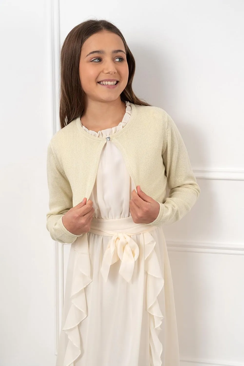 BOLEROSE Girls Long Sleeve Sparkle Cardigan Childrens Kids Bolero Shrug