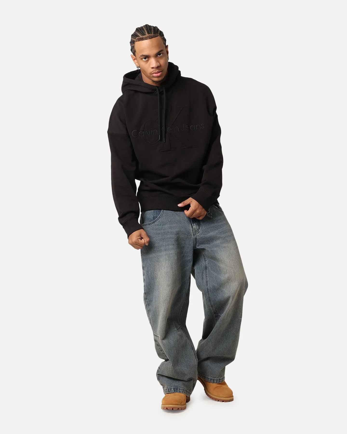 Calvin Klein Premium Monologo Hoodie Black