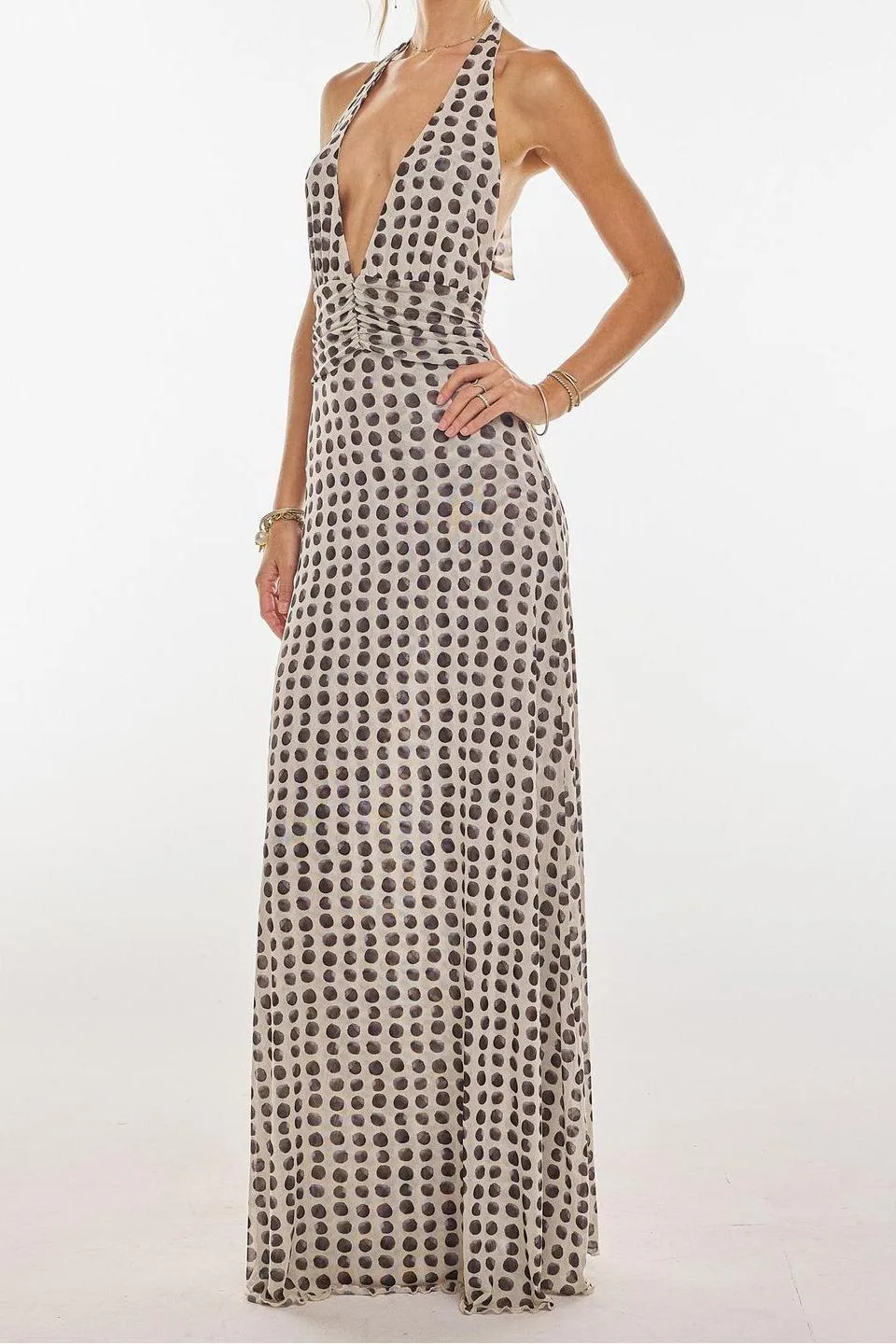 Camoni Polka Dot Diary Maxi Dress