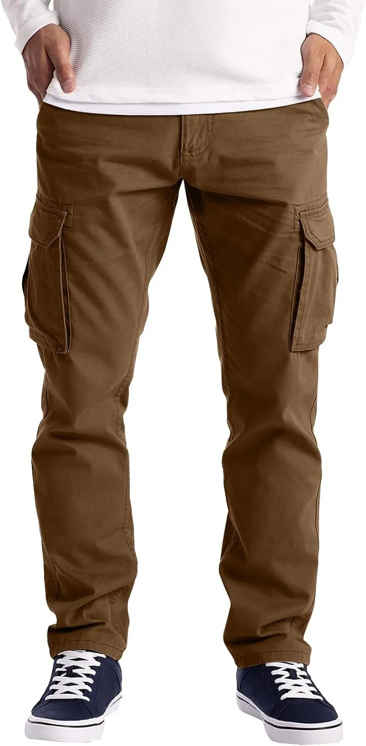 Cargo Pants for Men Big and Tall Men's Heavyweight Fleece Cargo Sweatpants Men's Jogger Pants Drawstring Gym Running