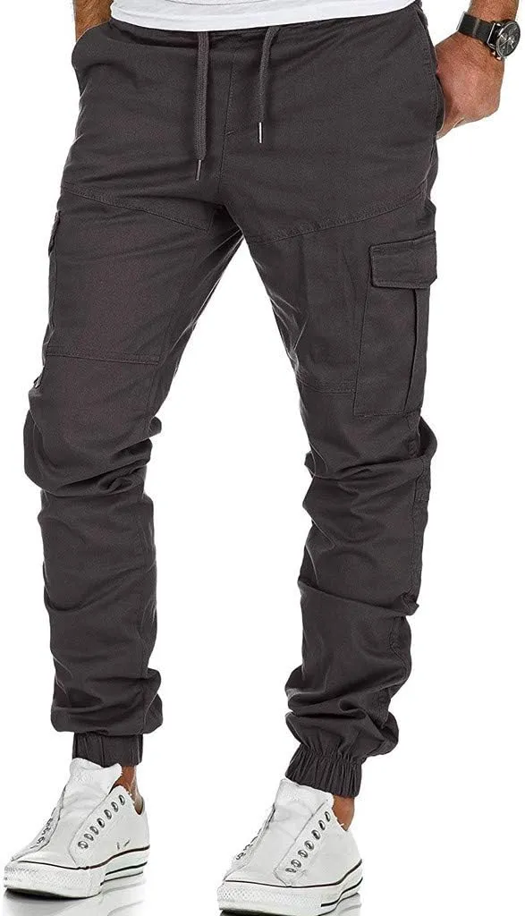 Cargo Pants for Men Relaxed Fit Workwear Casual Cargo Pull On Pants Men's Joggers Pants Athletic Mens Cotton Linen