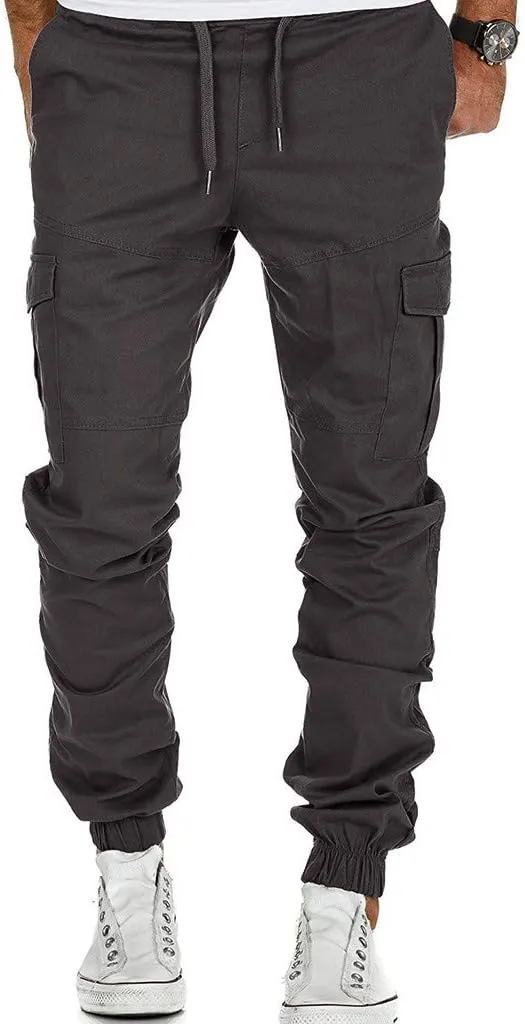 Cargo Pants for Men Relaxed Fit Workwear Casual Cargo Pull On Pants Men's Joggers Pants Athletic Mens Cotton Linen