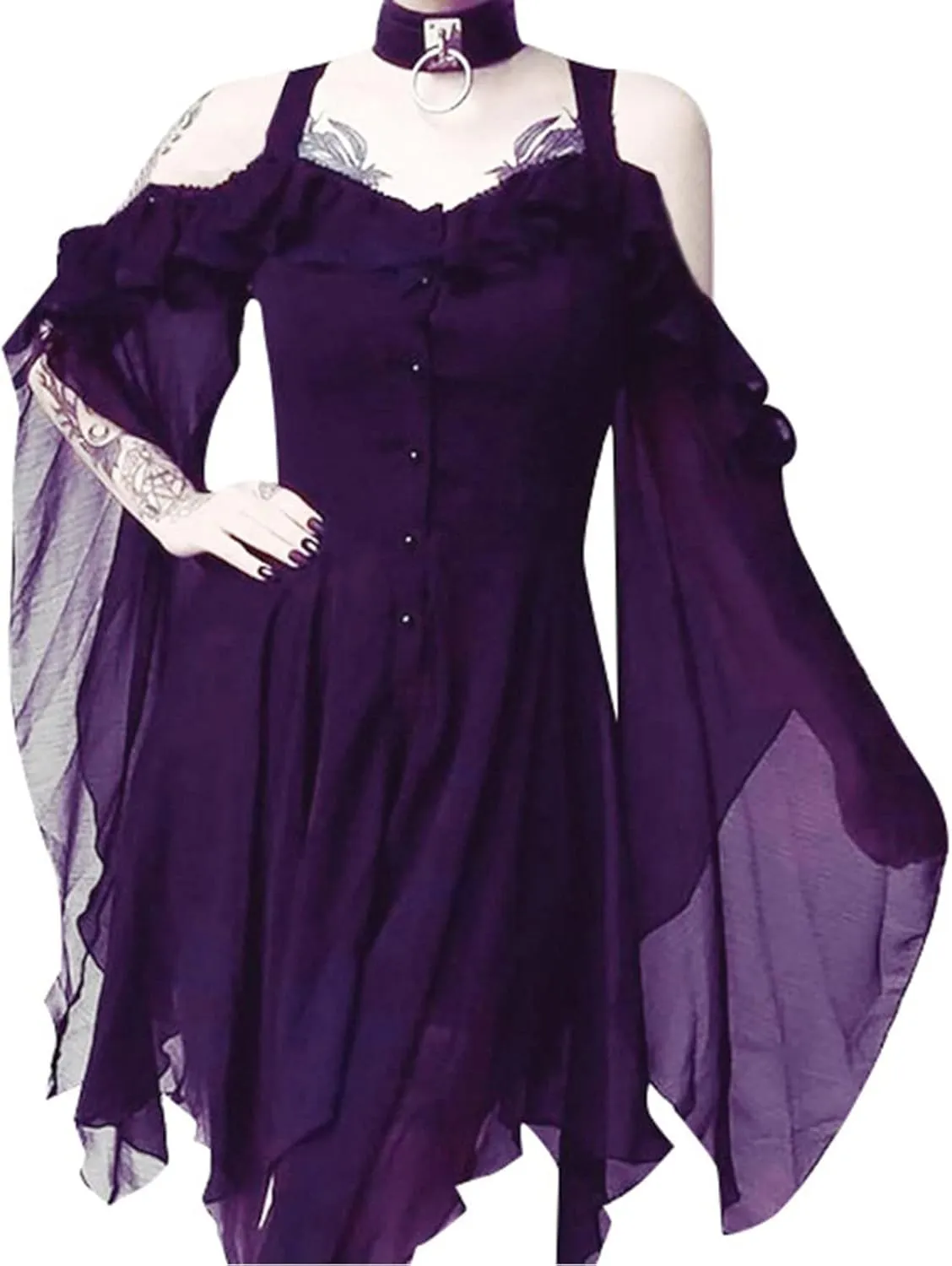 Cdiecer Renaissance Faire Costume Women Sexy Off Shoulder Fairy Dress Plus Size Halloween Gothic Steampunk Dresses