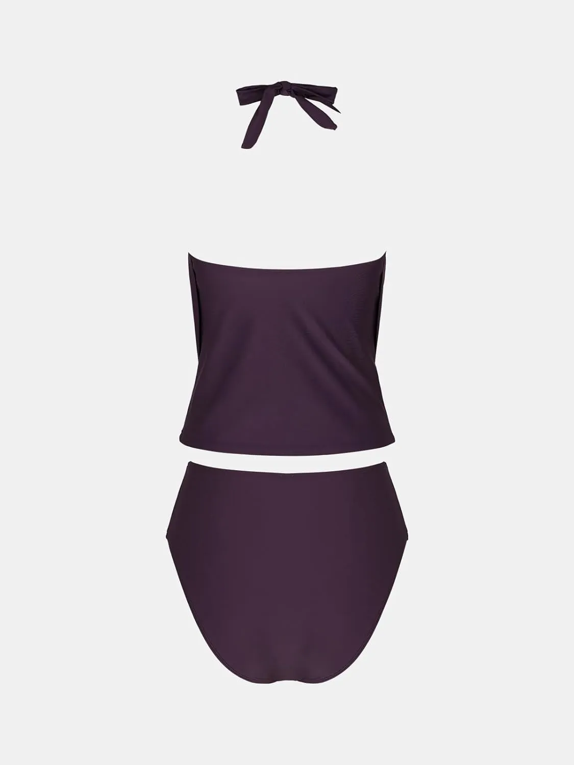 CUPSHE Tankini Bathing Suit for Women Halter Deep V Cowl Neck Low Back Swimsuit