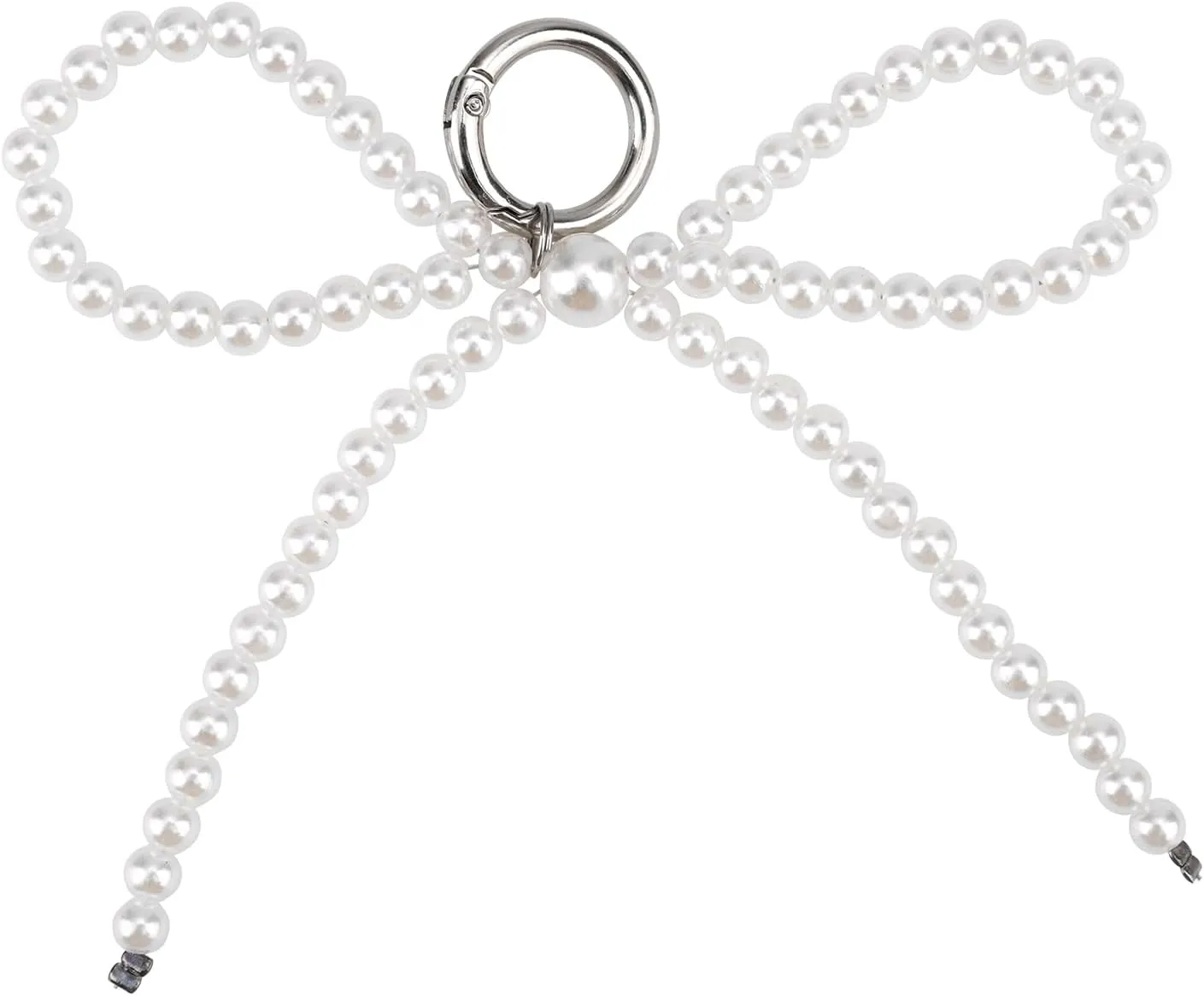 Cute Bow Keychain Wristlet for Women, Delicate Pearl Bow Purse Bag Backpack Charm with Alloy Button Girly Fashion Accessories Perfect Present for Birthday Anniversary Christmas Valentine's Day