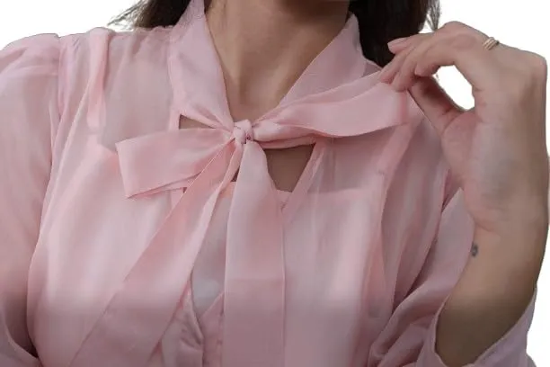 Cyan Blue Organza Neck Tie Detail Shirt Embellished with Delicate Embroidery with Camisole (Pack of 2)