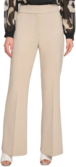 DKNY Women's Polished High Waist Wide Leg Trousers (Pebble, 0)