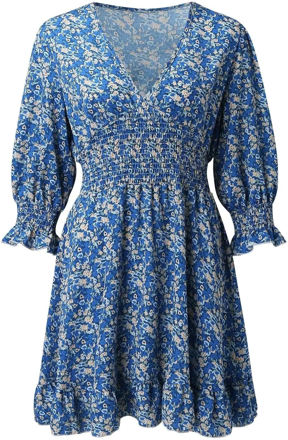 Dresses for Women Floral Midi Dress A-line Skirt Prom Dresses Deep V-Neck Flowy Wedding Guest Dress Beach Sundress