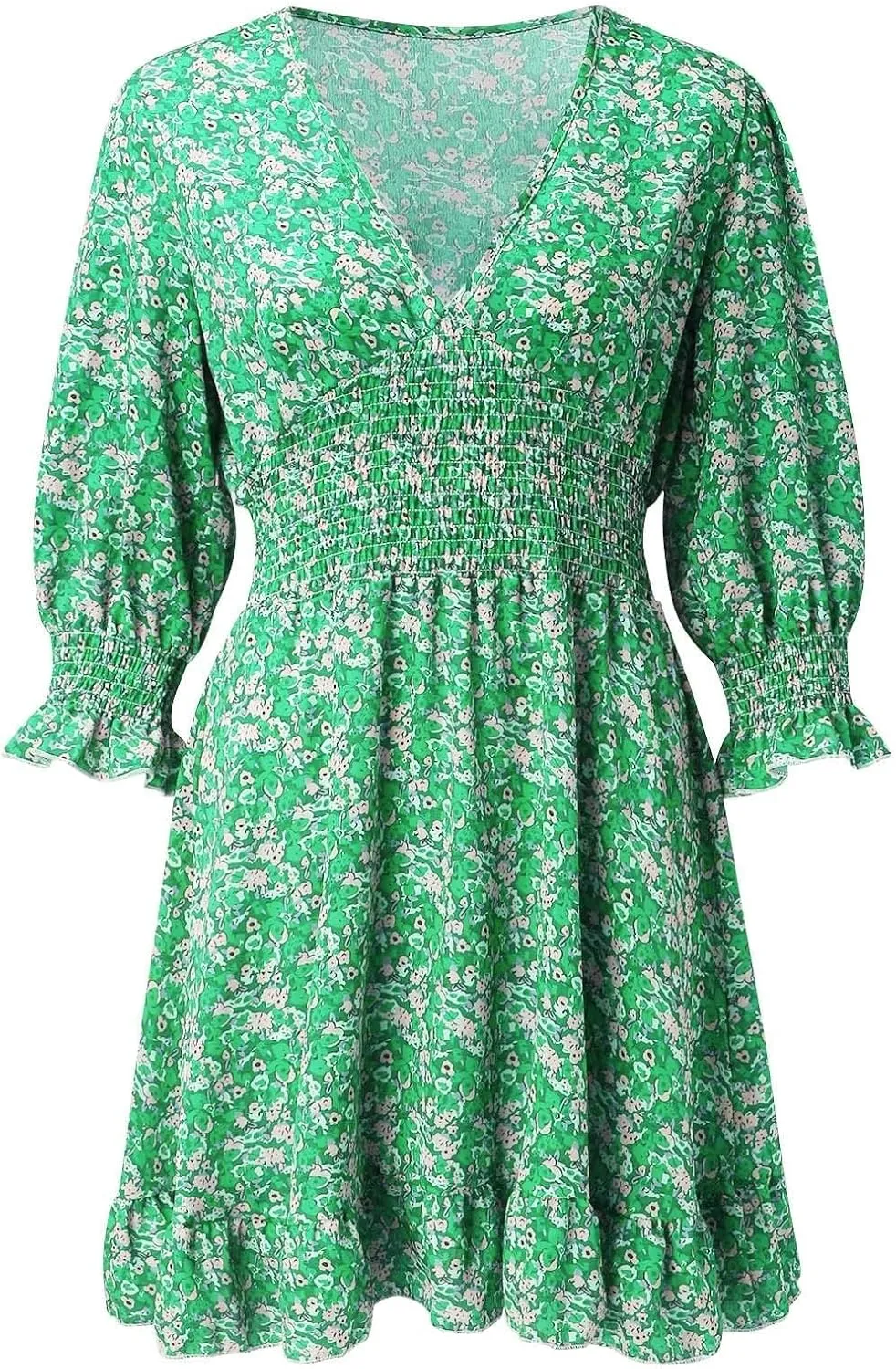 Dresses for Women Floral Midi Dress A-line Skirt Prom Dresses Deep V-Neck Flowy Wedding Guest Dress Beach Sundress