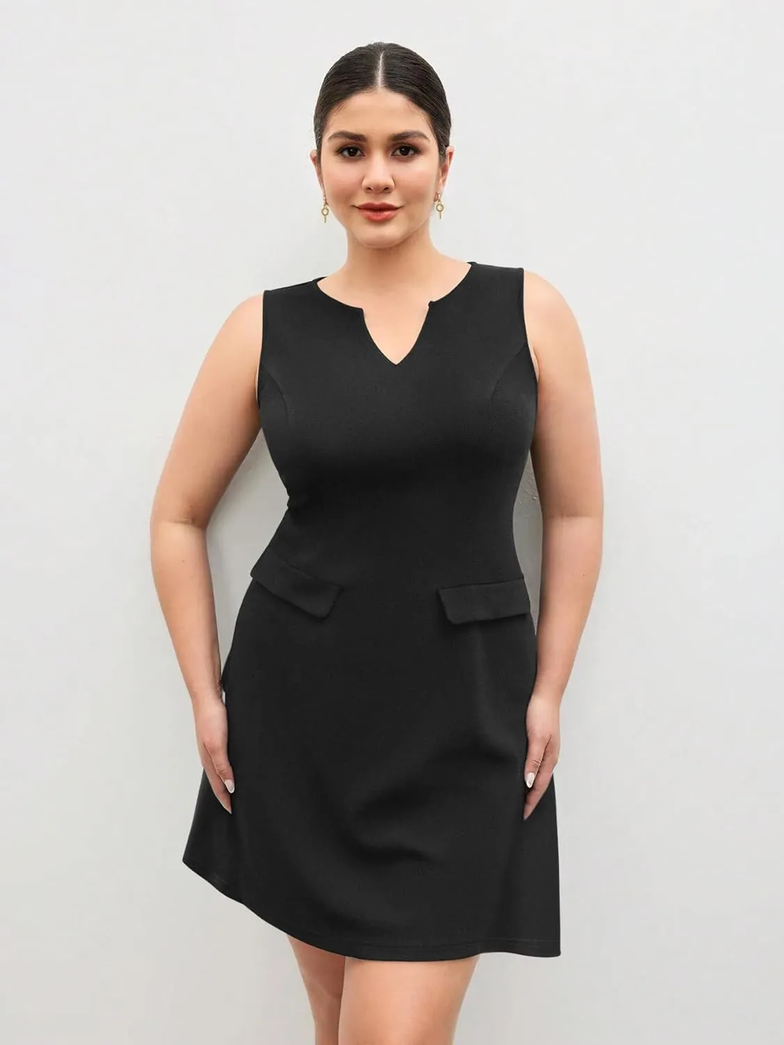 Ekaliy Casual Dresses for Women Semi Formal Business Dresses Tank Crewneck Loose Work Dresses with Pockets