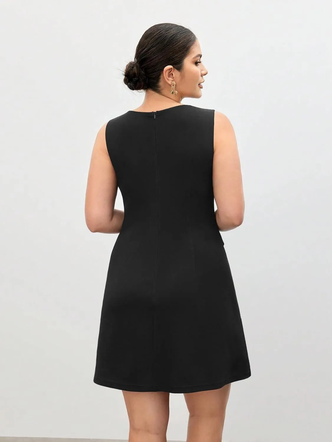 Ekaliy Casual Dresses for Women Semi Formal Business Dresses Tank Crewneck Loose Work Dresses with Pockets