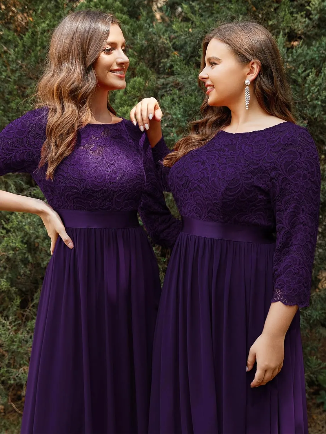 Ever-Pretty Women's Bridesmaid Dresses 3/4 Sleeve Empire Waist Maxi Mother of The Bride Dresses 07412