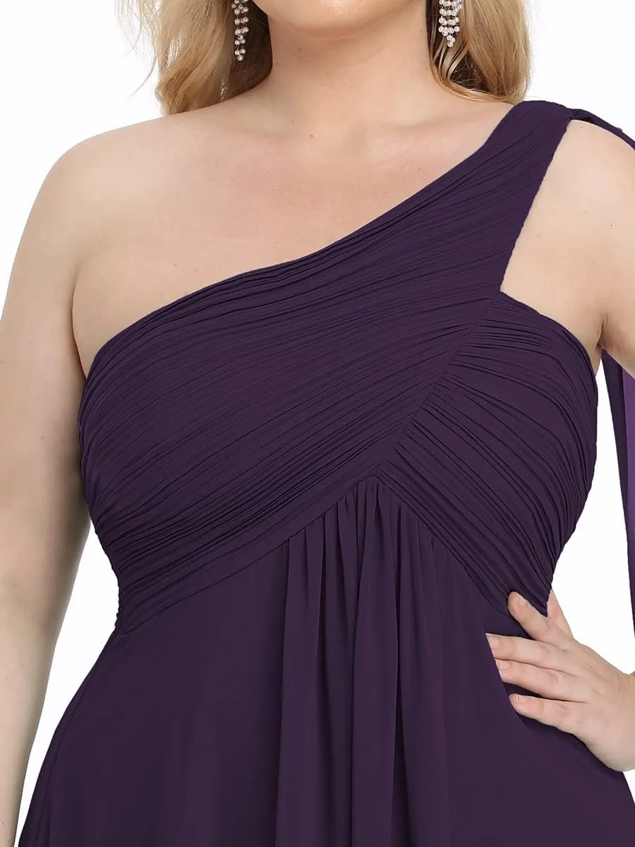 Ever-Pretty Womens One Shoulder Ruched Empire Waist Chiffon Maxi Plus Size Bridesmaid Dresses 09816-PZUSA