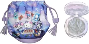 FashionFritz & Little Bitz Women's Drawstring Makeup Bag with Highlighter Bundle, Purple Galaxy Design, Tassel Accents