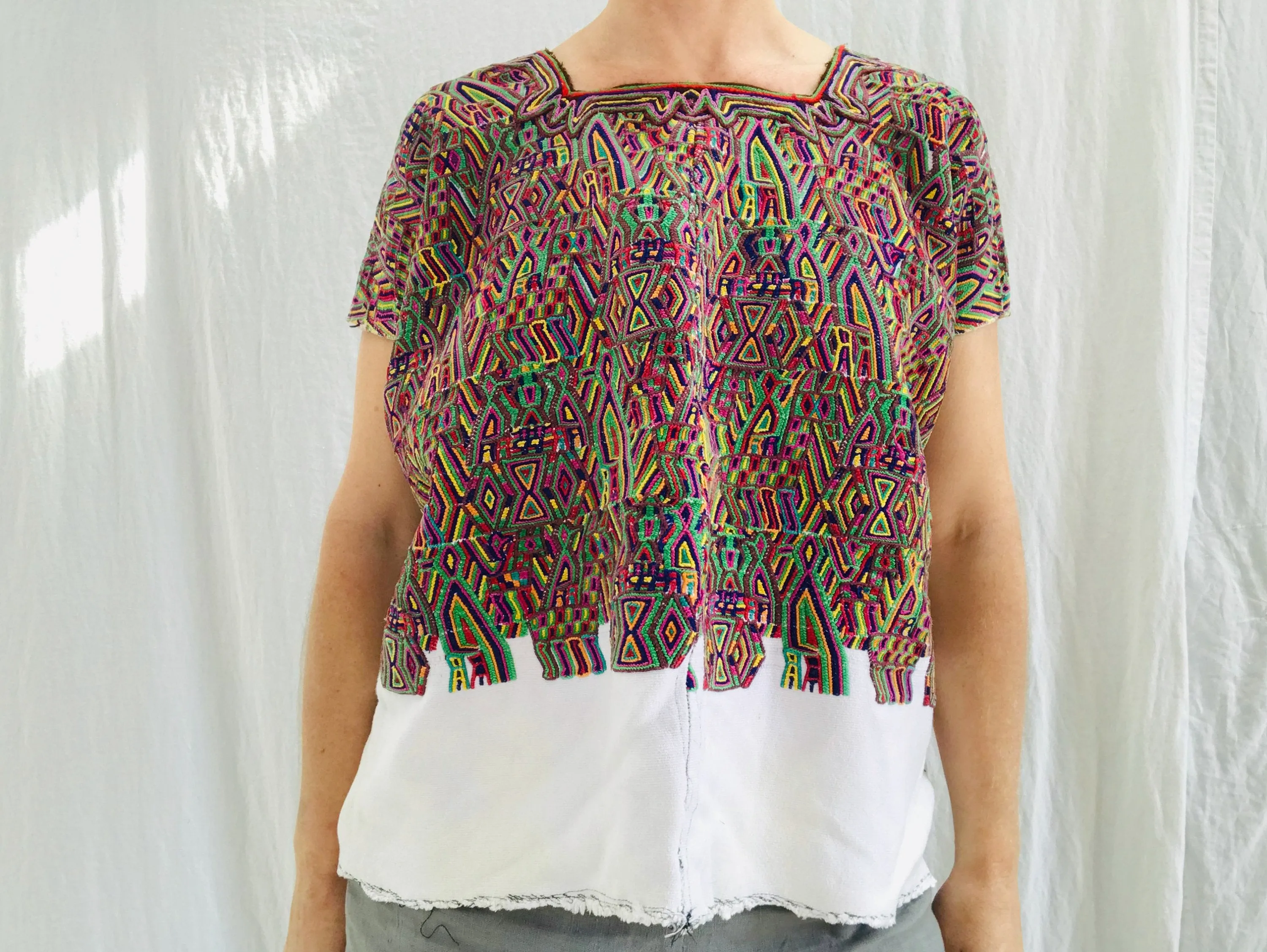 Fine Vintage Guatemalan Huipil. Nebaj Hand-woven Embroidered