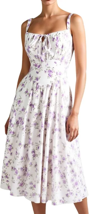 Floral Corset Milkmaid Dress Sun Dress Tea Midi Flowy Dresses for Women 2025 Beach Summer Garden Party Wedding Guest