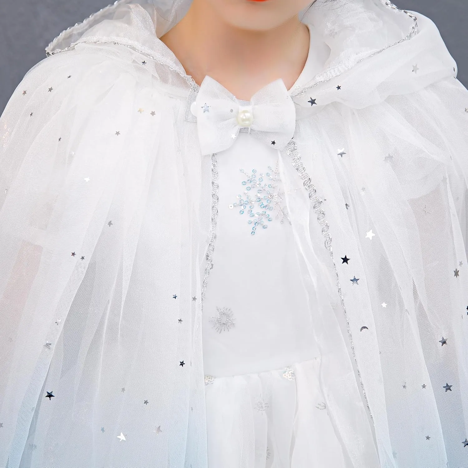 Fylytota/Girls Pink Star Print Tulle Cape Cape, one Size fits All, Pink/Blue/Purple