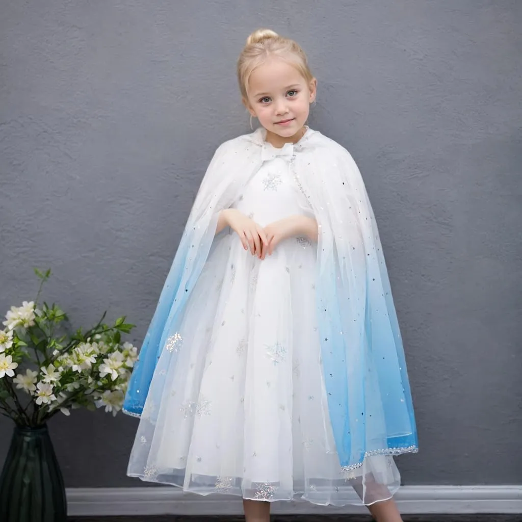 Fylytota/Girls Pink Star Print Tulle Cape Cape, one Size fits All, Pink/Blue/Purple