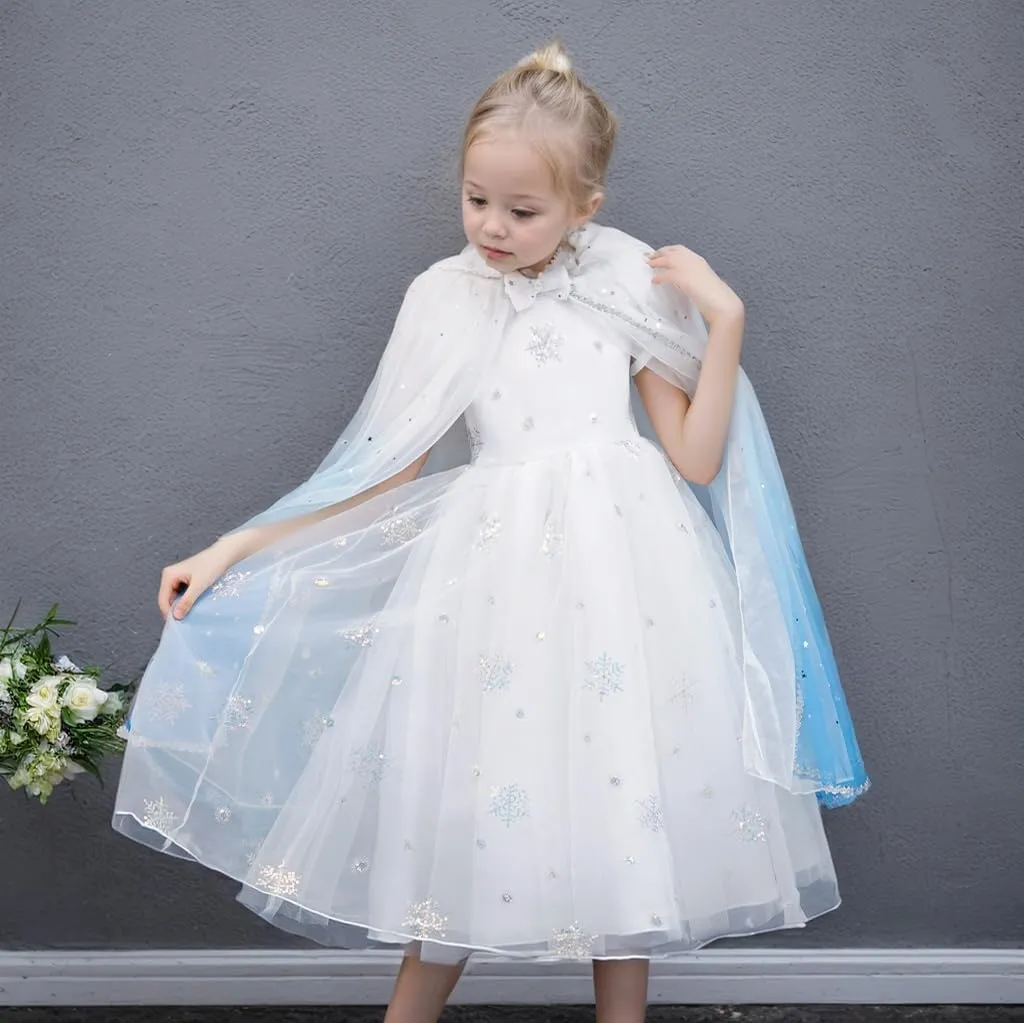 Fylytota/Girls Pink Star Print Tulle Cape Cape, one Size fits All, Pink/Blue/Purple
