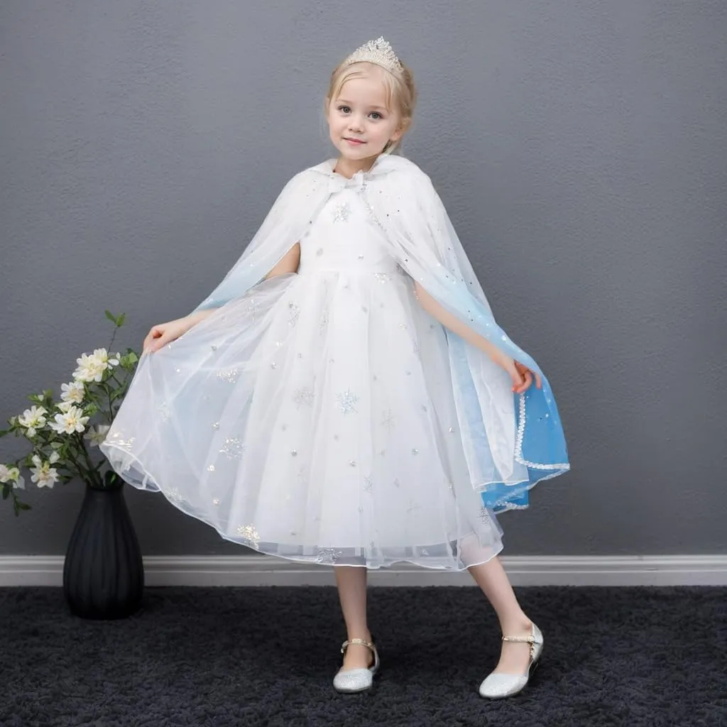 Fylytota/Girls Pink Star Print Tulle Cape Cape, one Size fits All, Pink/Blue/Purple