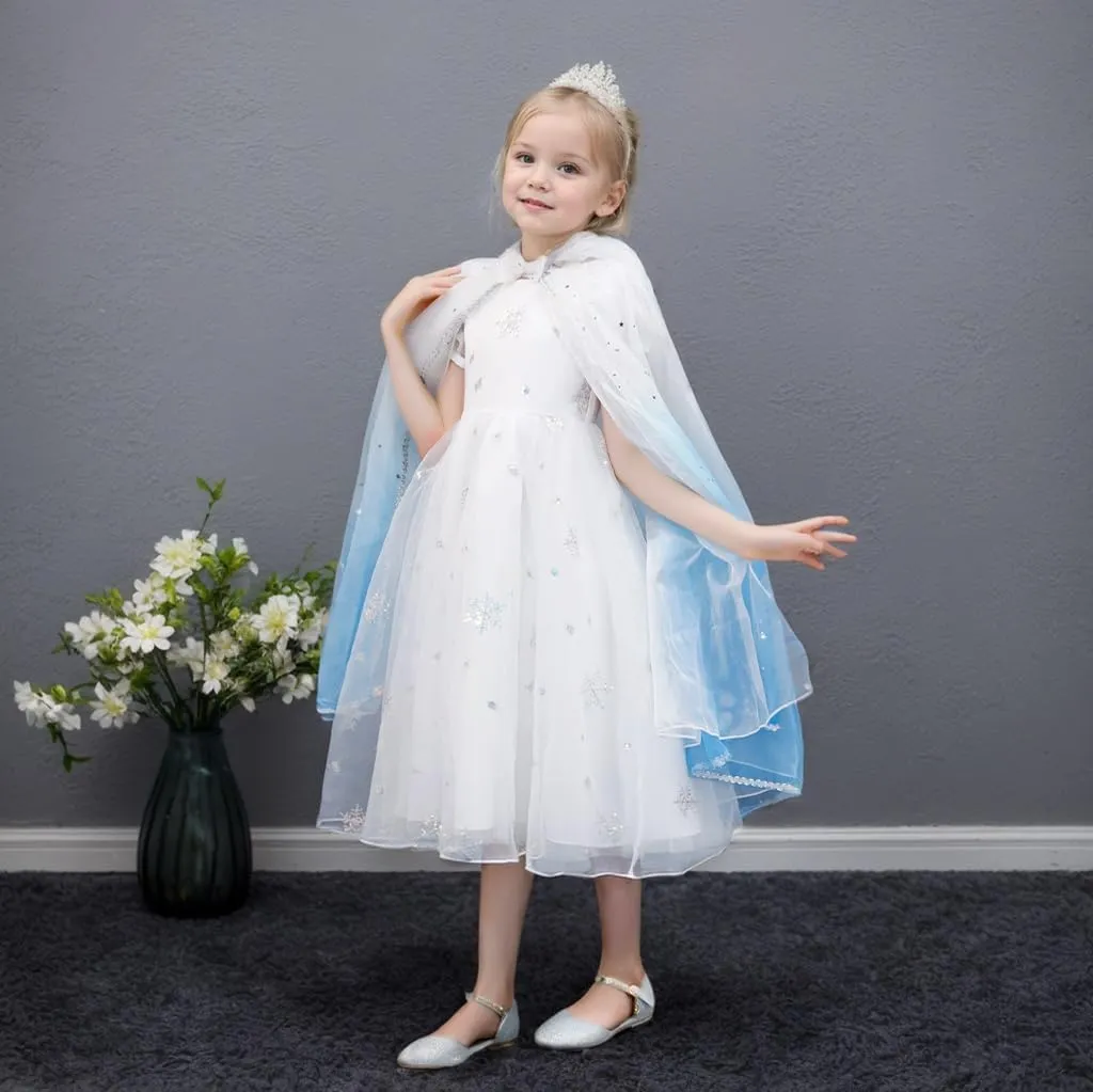 Fylytota/Girls Pink Star Print Tulle Cape Cape, one Size fits All, Pink/Blue/Purple