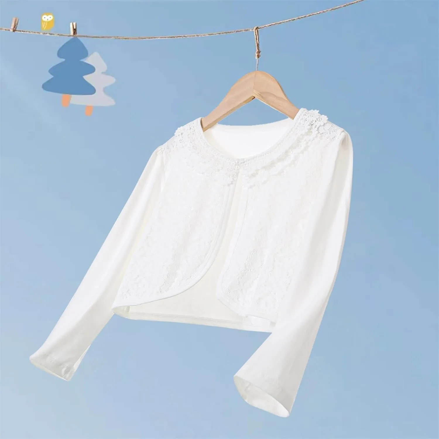Girls Bolero Shrugs 3/4 Long Sleeve Light-Weight Bolero Cardigan Dress Cover Up for Communion