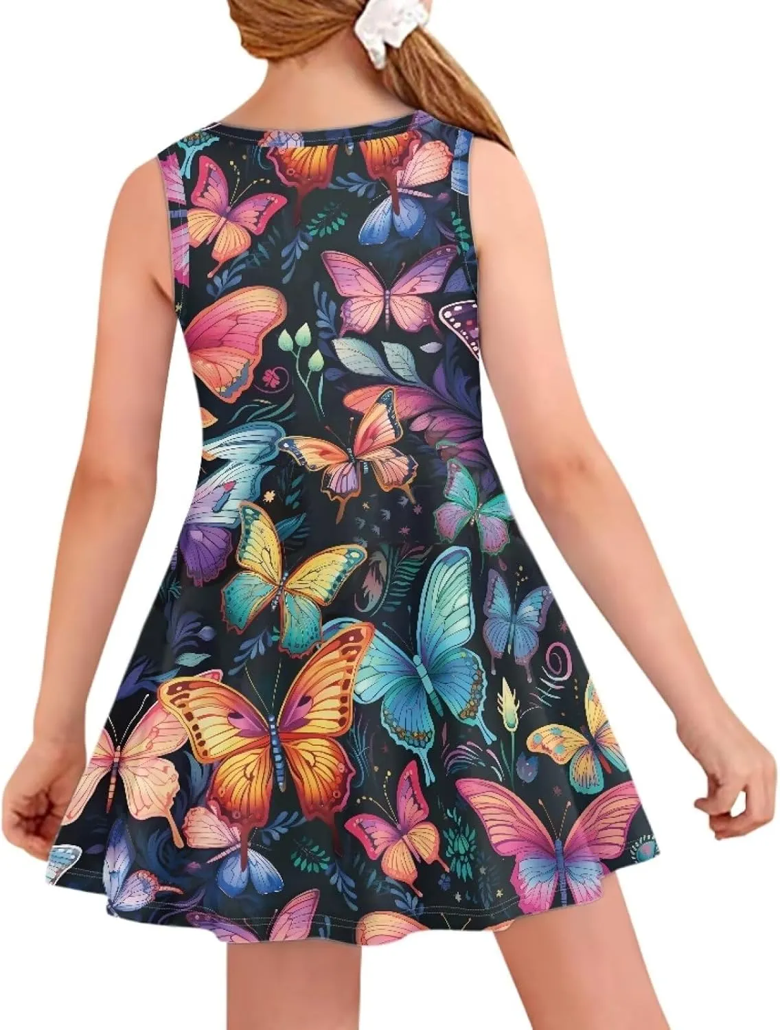 Girls Summer Dress High Waisted Sleeveless Camisole Party Holiday Swing Sunny Dress for 3-16 Teens