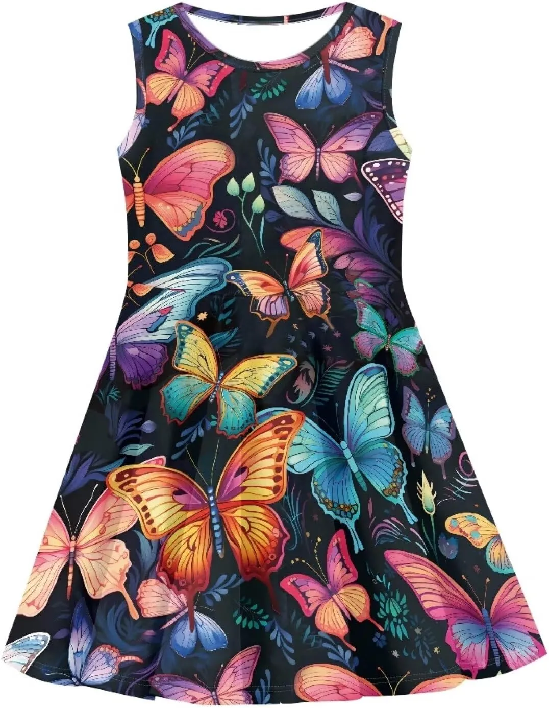 Girls Summer Dress High Waisted Sleeveless Camisole Party Holiday Swing Sunny Dress for 3-16 Teens