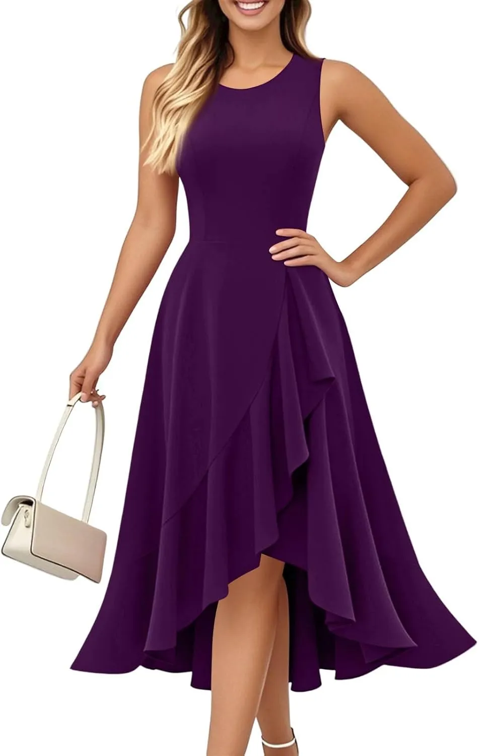 Graduation Dresses for Women 2025 Wrap High Low Summer Midi Dress Ruffle Cocktail Wedding Guest Dress with Slit