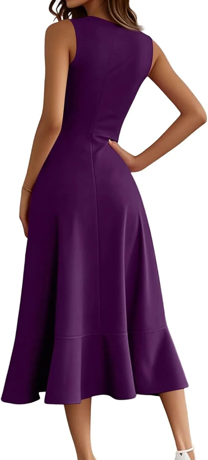 Graduation Dresses for Women 2025 Wrap High Low Summer Midi Dress Ruffle Cocktail Wedding Guest Dress with Slit
