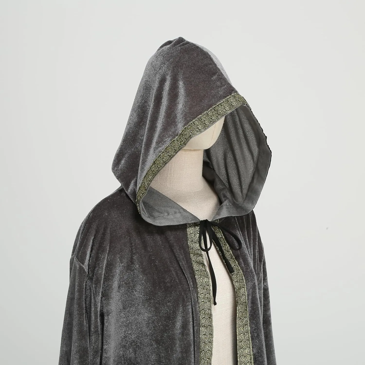 GRAJTCIN Unisex Velvet Wizard Robe Wizard Cloak Cosplay Renaissance Costume Halloween