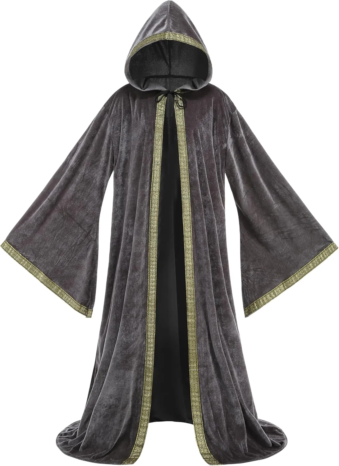 GRAJTCIN Unisex Velvet Wizard Robe Wizard Cloak Cosplay Renaissance Costume Halloween