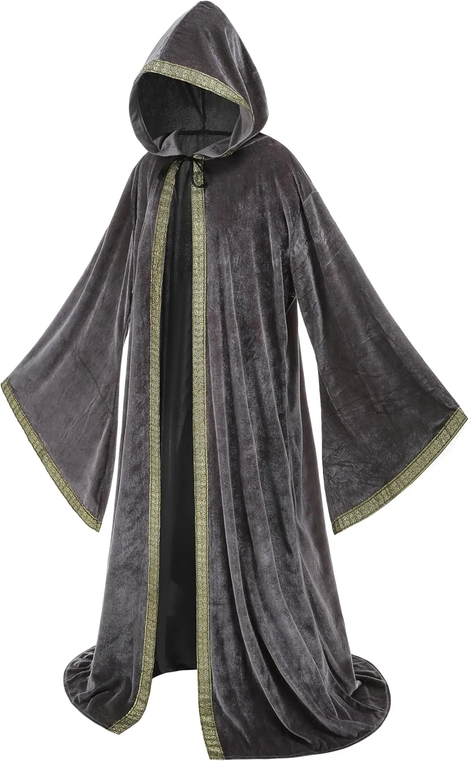 GRAJTCIN Unisex Velvet Wizard Robe Wizard Cloak Cosplay Renaissance Costume Halloween