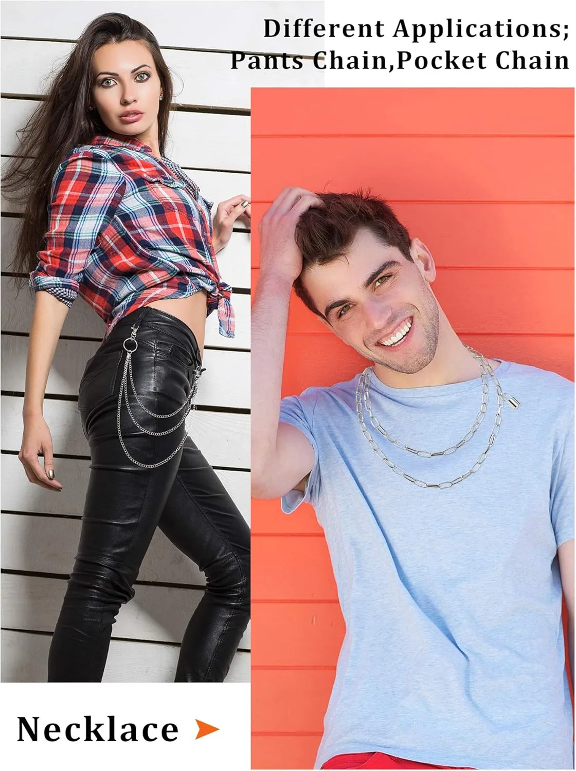 Hicarer 6 Pieces Jeans Pants Chain Belt Goth Multi Layer Decor Heart Butterfly Waist Pocket Chain birthday Gift for Women Men