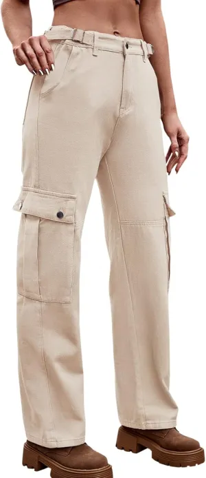 High Waisted Cargo Pants for Women Corduroy Wide Leg Straight Casual Pants Womens High Waisted Cargo Pants Women